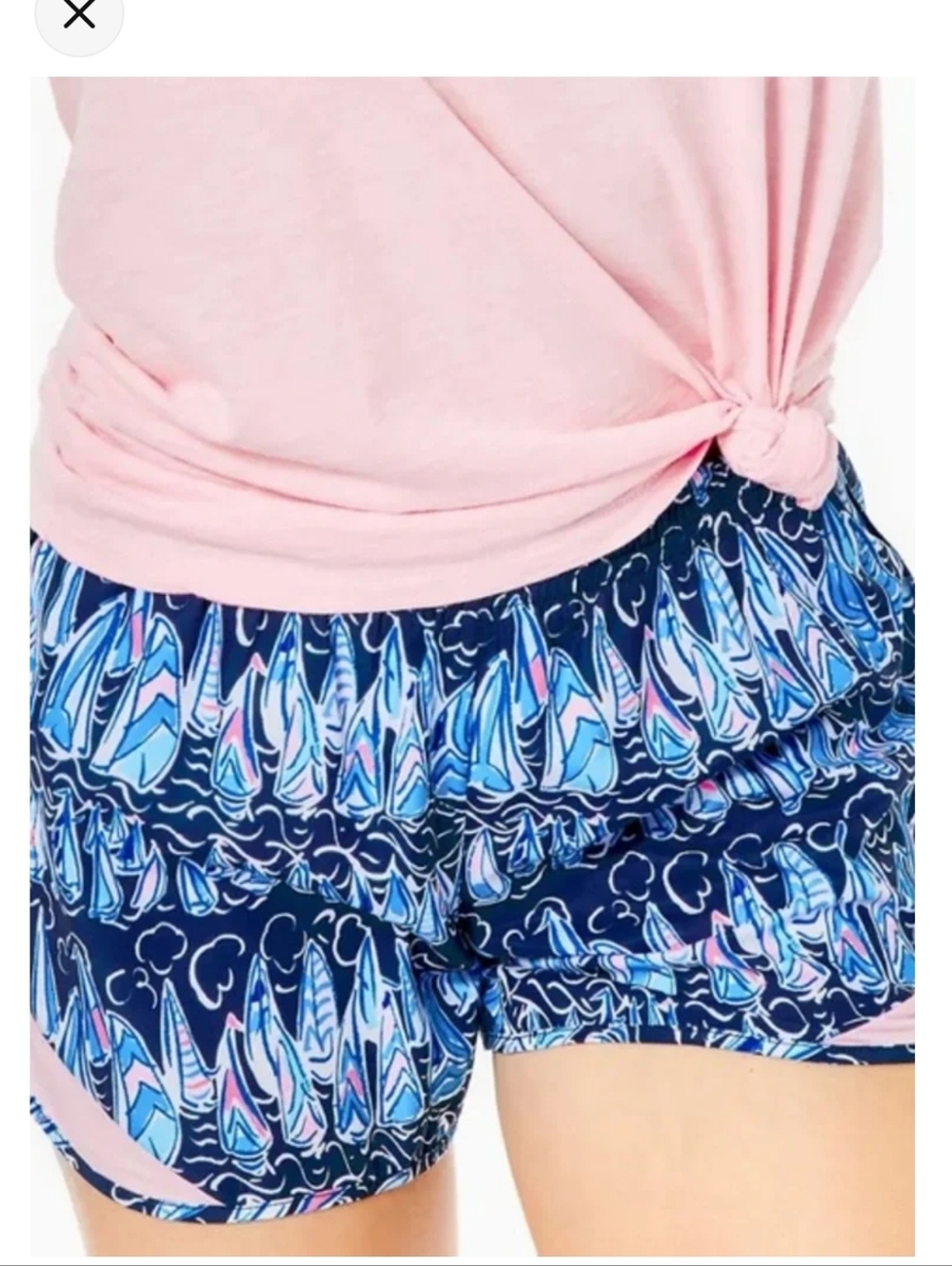 Lilly Pulitzer Ocean Trail Low Tide Navy Sails And Stripes Shorts Size Large